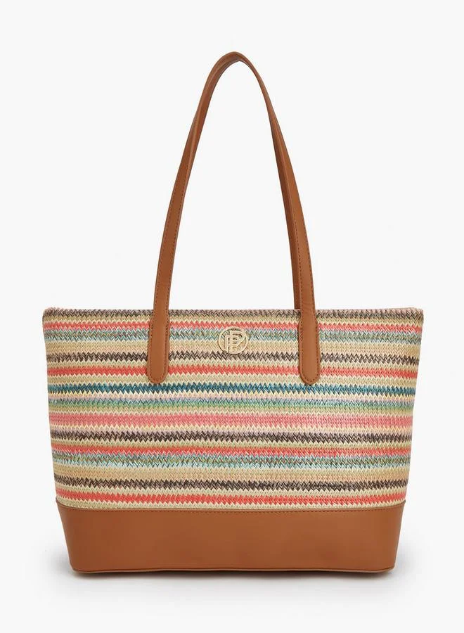 Peppermint Striped Tote Bag With Zip Closure